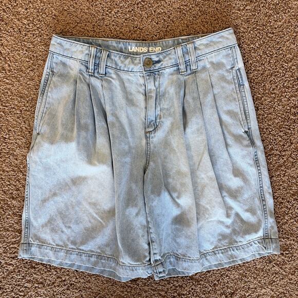 Lands End Light/Medium Wash Lot Bundle 3 Pleated Jean Shorts Womens 8 10 Petites - Picture 7 of 16